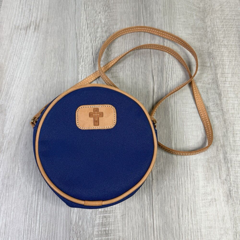 Jon Hart Design Luna Bag Purse Circle Navy Blue Texas Cross Embossed Used Once!